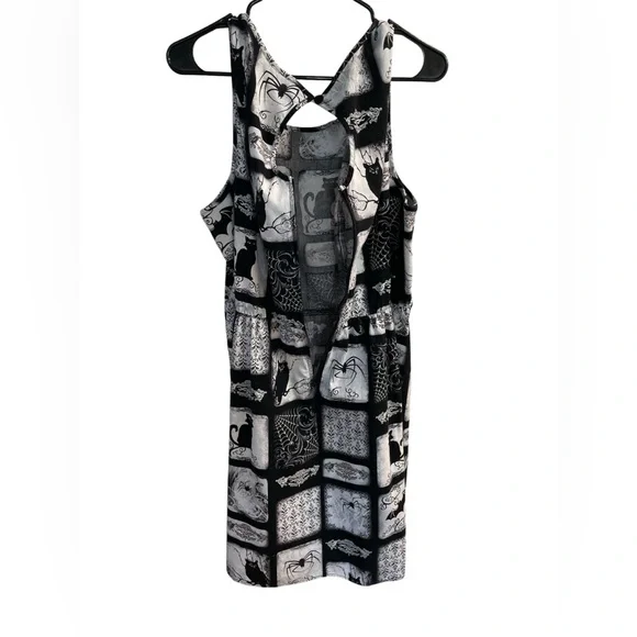 Folter Y2K Goth Cat Print Dress | Alt Girl • Witchy Core • Plus Size 3X - Picture 4 of 6